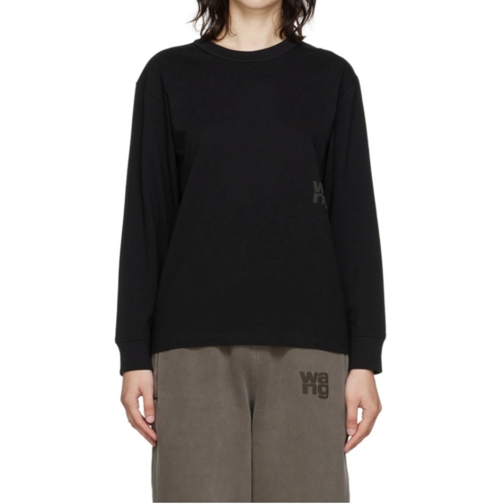 ALEXANDER WANG Black Puff Logo Long Sleeve T-Shirt (BNWT)